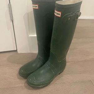 Green Hunter tall rain boots